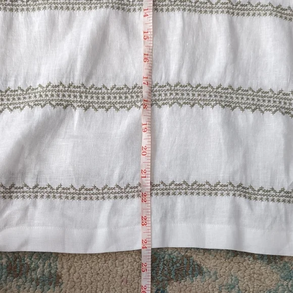 J Jill Love Linen Cross Stitch Casual Top White Sage Brush Size M - Picture 10 of 10